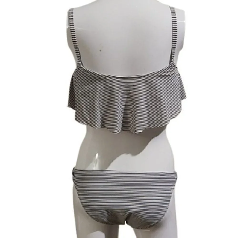 [Xhilaration]Blue Striped Ruffle Top 2 piece -Sz S